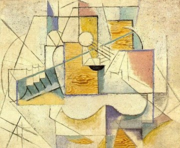 12 - Guitare sur une tisch II 1912 Kubismus Pablo Picasso